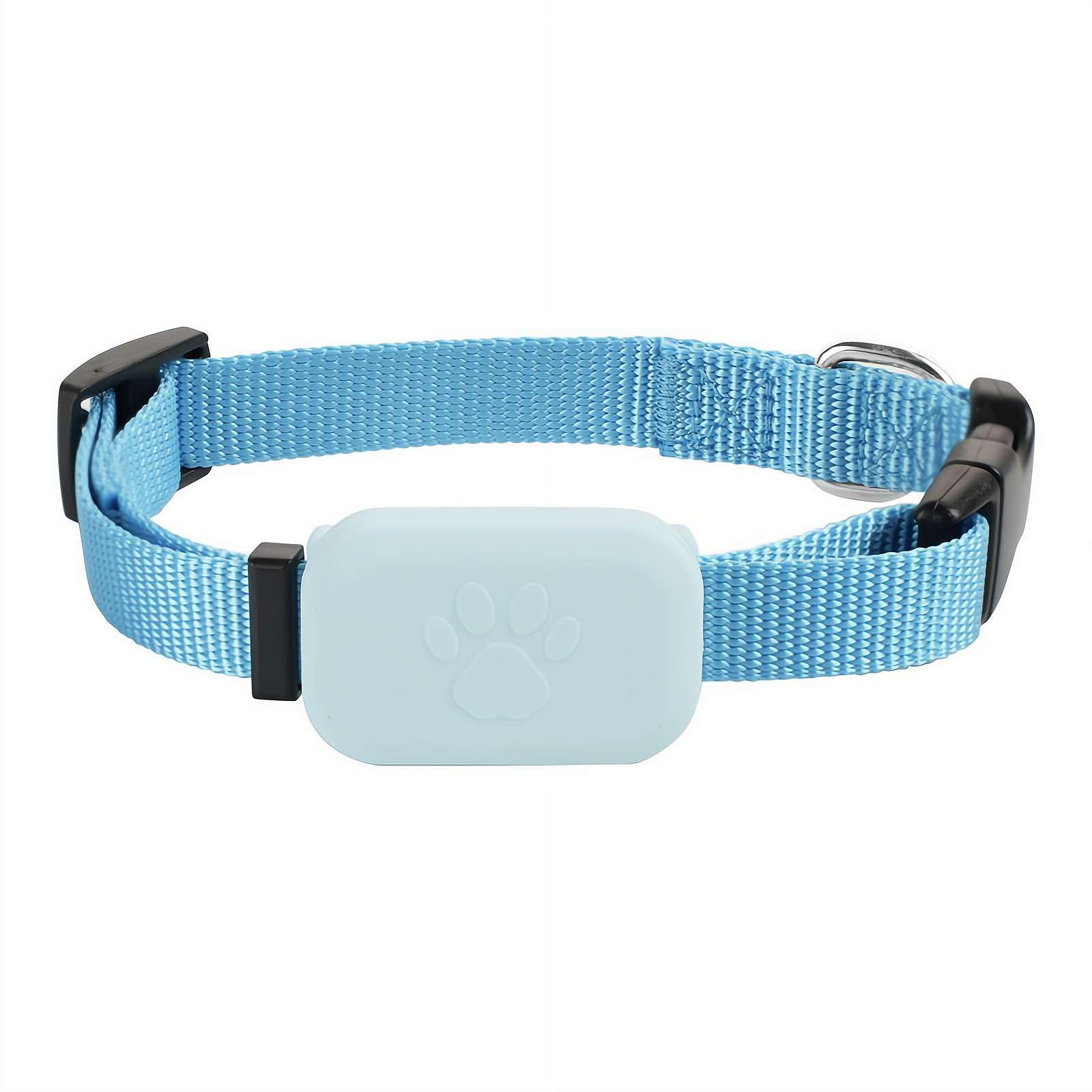 Pet GPS Tra-cker Collar - No Monthly Fee Real Time Positioning iOS Android Compatible Waterproof Design Anti-Suffocation Buckle for Dogs Cats (Blue)