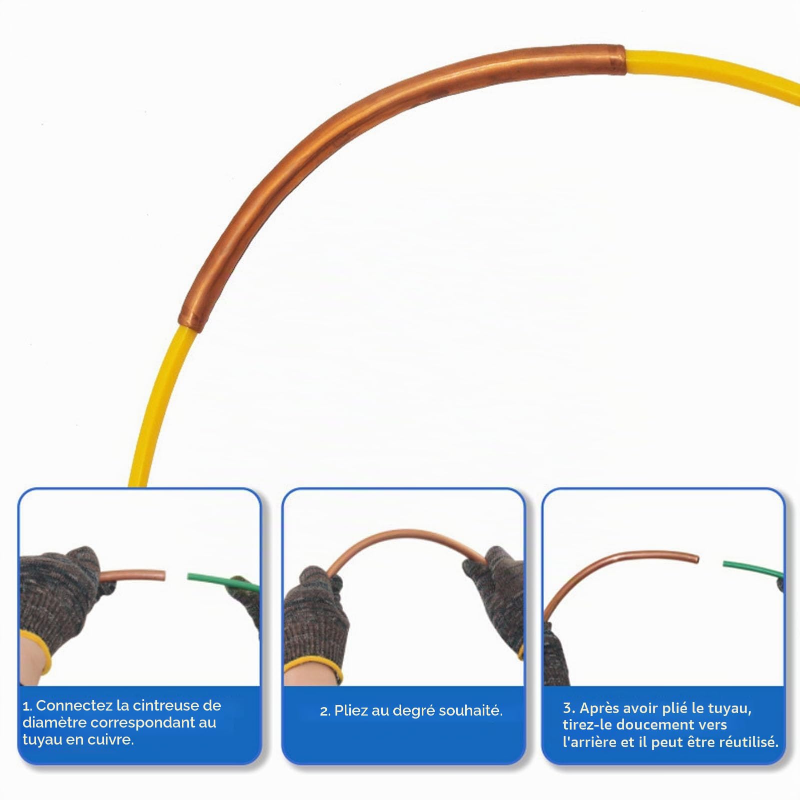 Cintreuse de Tuyaux en Cuivre Outil de Cintrage pour Climatiseur 4 Pièces 1/4 3/8 1/2 5/8 Pouces Tubes en Plastique PE Réutilisable 4m / 13,12