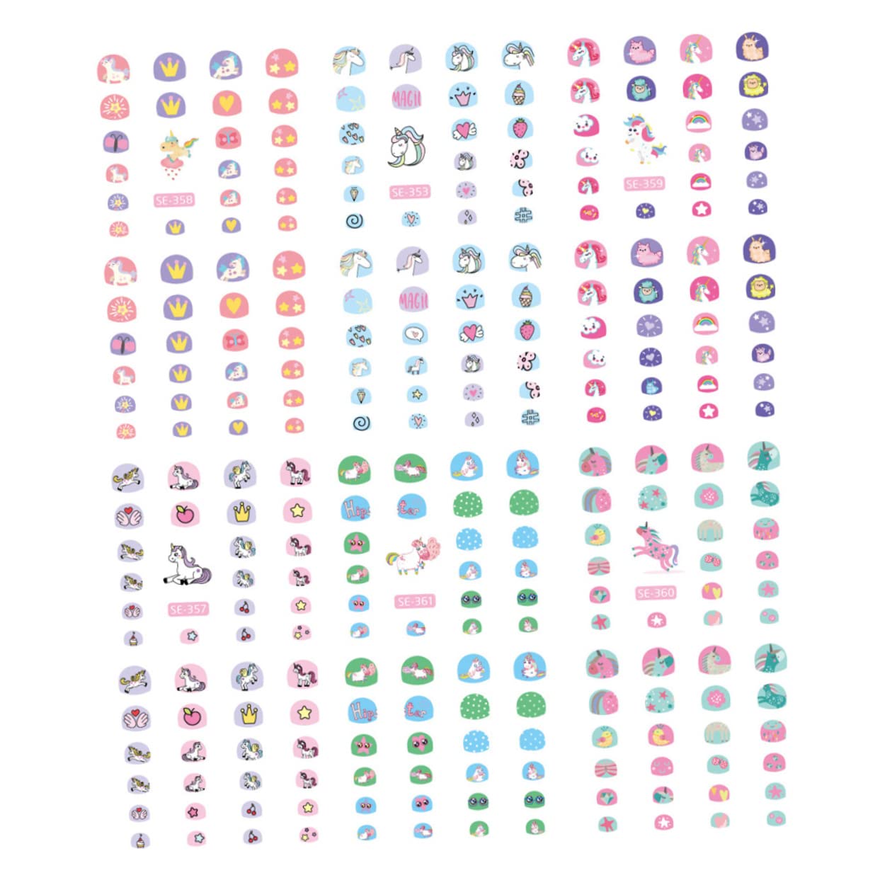 FRCOLOR 30fogli Adesivi Per Unghie Tema Unicorno Adesivi Cartoon Autoadesivi Per Nail Art Per Ragazzo Ragazza Motivi Casual