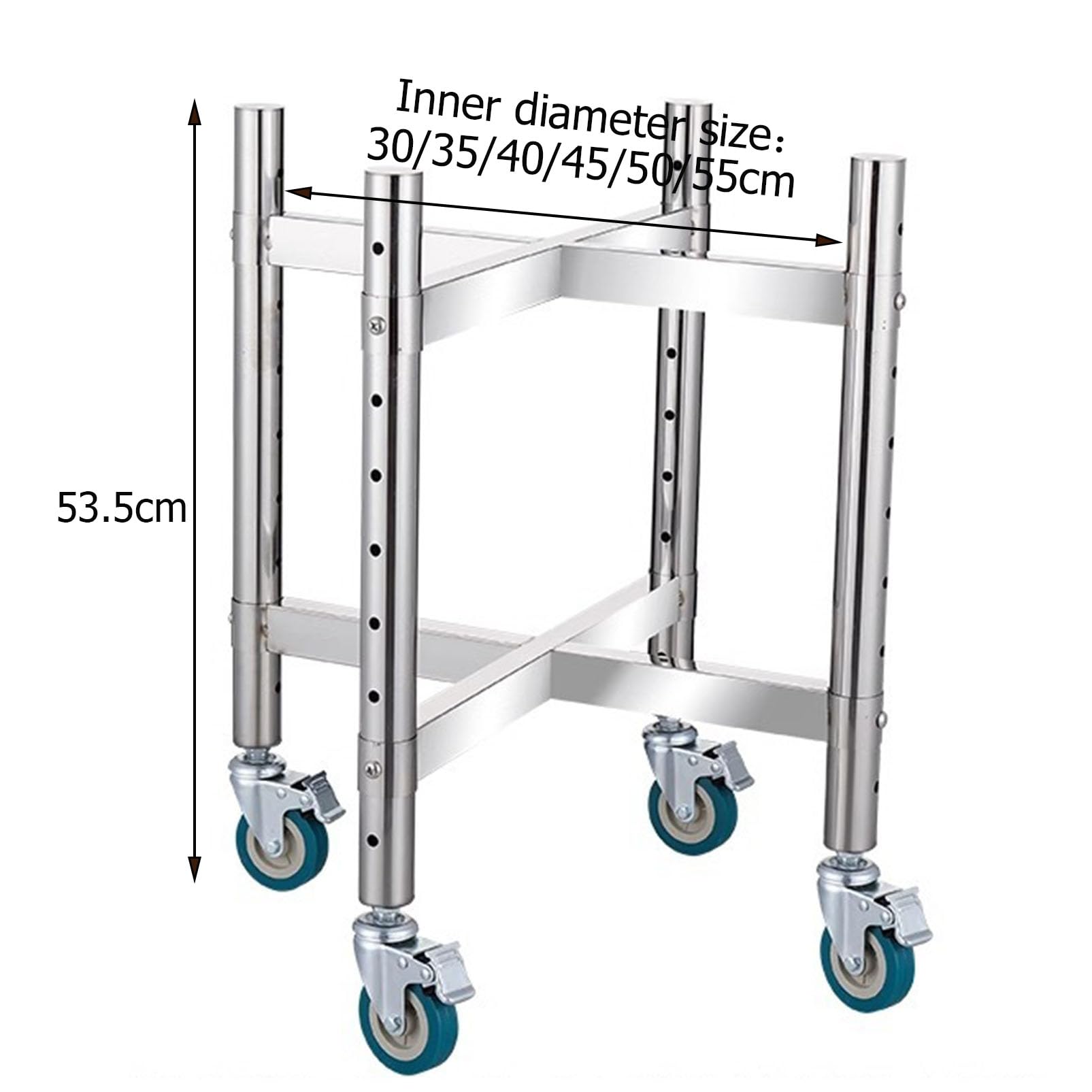 Carrello a barile in acciaio inox con rotelle, carrello a secchio resistente, supporto regolabile in altezza per friggitrice, secchio grasso e brocca d'acqua Caddy