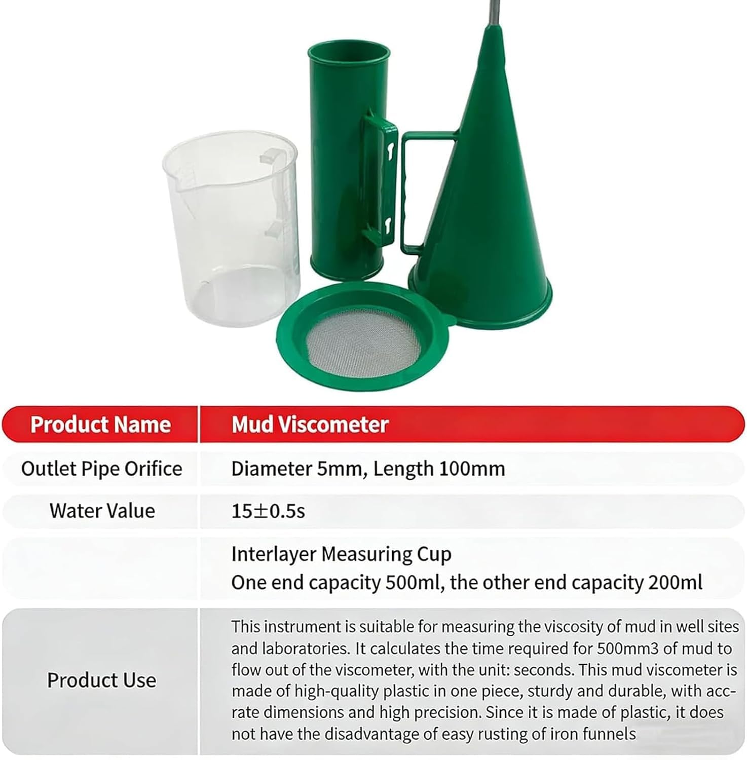 Kit de viscosímetro para lodos, probador de lodos de 3 piezas, con estuche de aluminio, reómetro, para análisis de laboratorio.