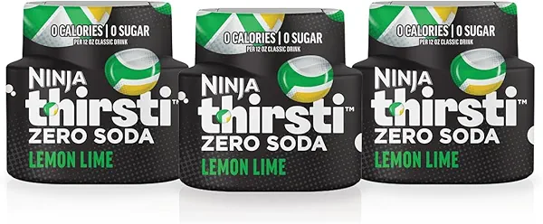 Ninja Thirsti Flavored Water Drops, ZERO SODA Lemon Lime, Classic Soda Flavors, Sparkling or Still, Zero Calories, Zero Sugar, Makes 17, 12oz drinks, 3 Pack, WCFLNLMAM