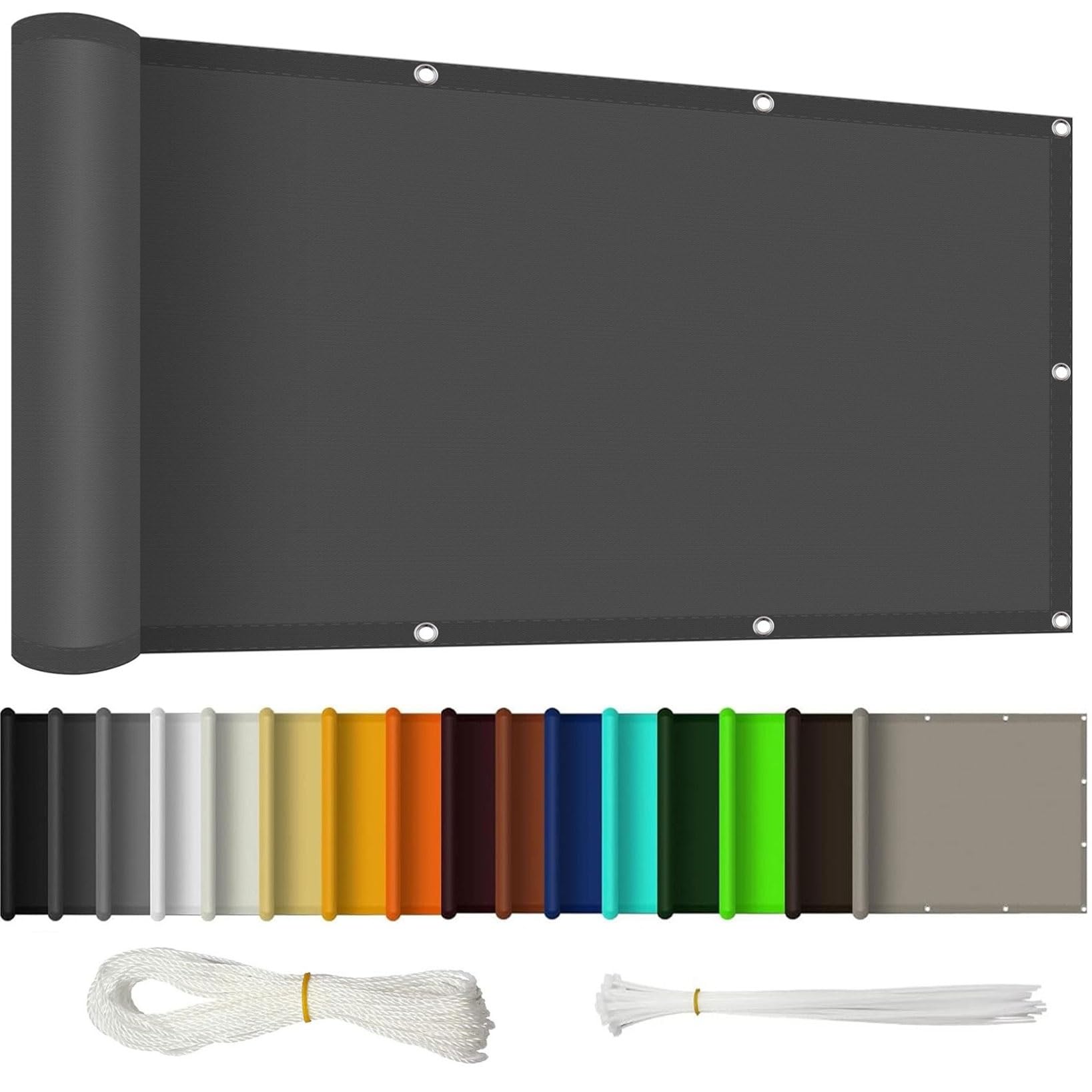 Vela Ombreggiante 50 x 600 cm Anti-Uv, Protezione Della Privacy Privacy Recinzione Copertura per Balcone con Corda, Facile da Installare per Recinzione, Ringhiera, Bianco