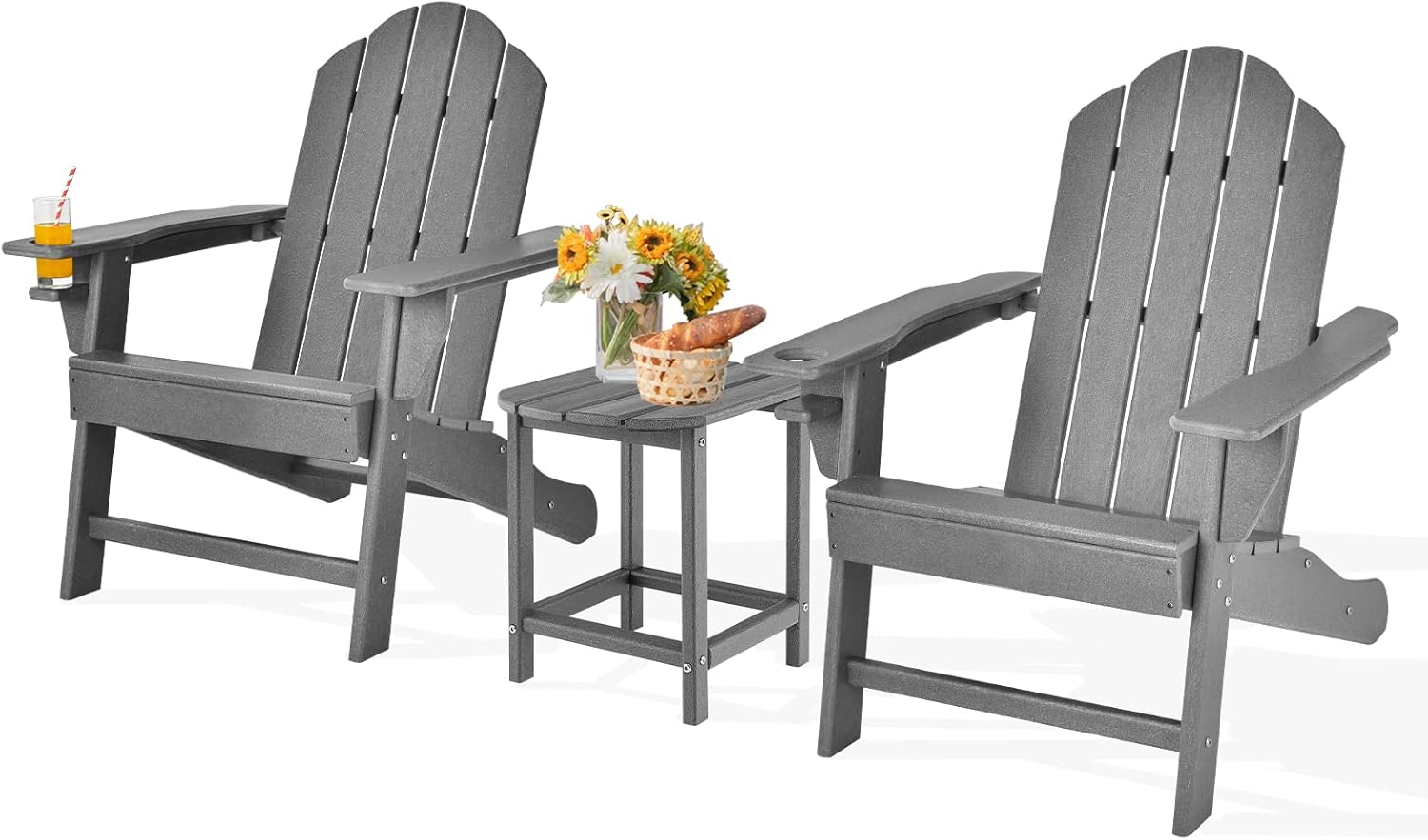 Giantex Adirondack Chair Table Set HDPE Outdoor Fire Pit