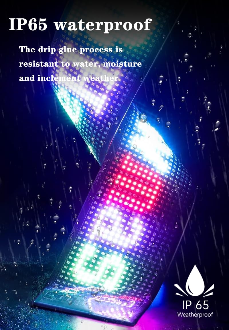 Flexibler LED Anzeigetafel LED Namensschild Programmierbar, Bluetooth Smart App Led RGB Panel für Spielzimmer, Party, Werbetafel, Auto, LKW, Bar, Geschenk (59.5 x 12cm)