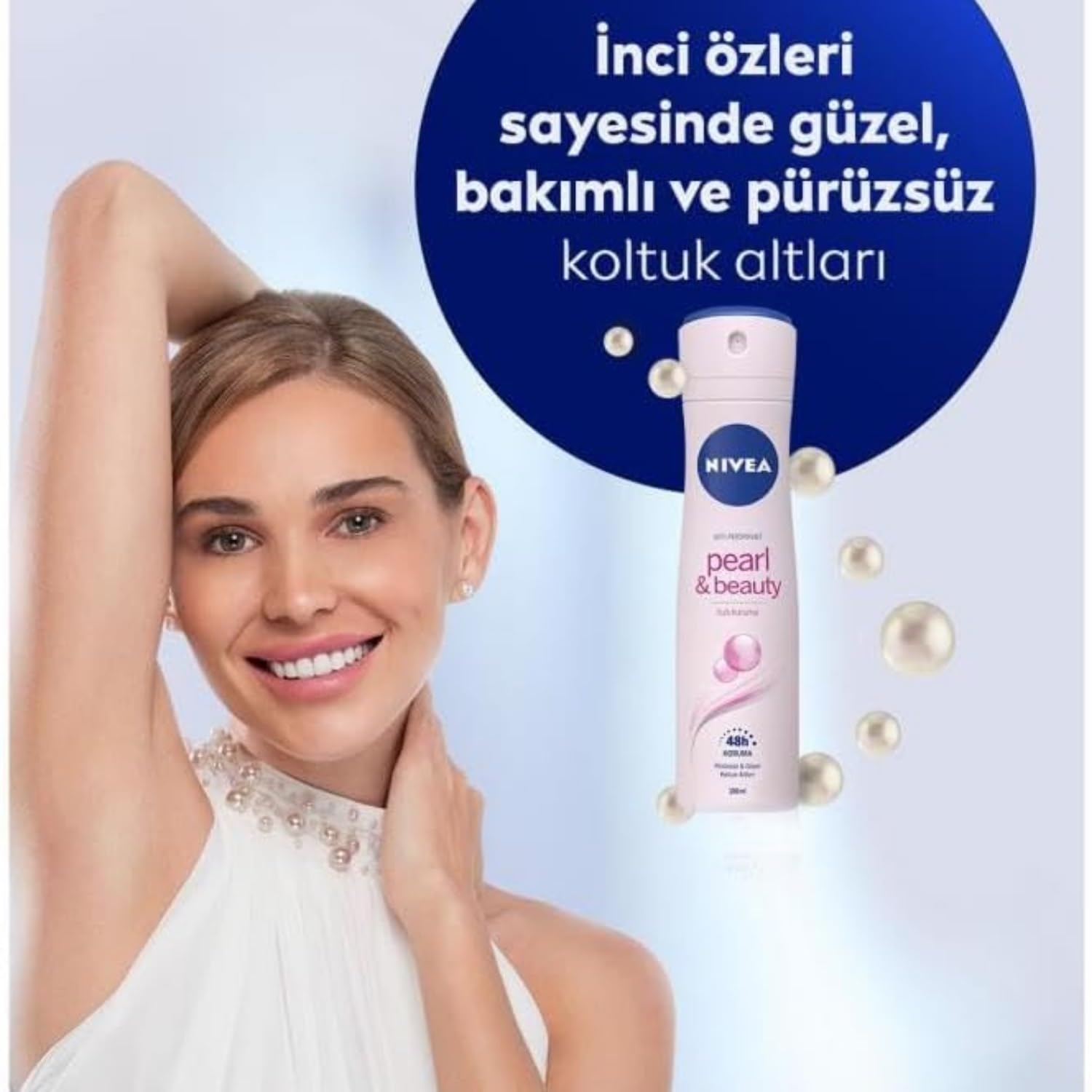 NIVEA Kadın Sprey Deodorant Pearl & Beauty, Ter ve Ter Kokusuna Karşı, 48 Saat Koruma, Pürüzsüz Koltuk Altı, 150 ml + NIVEA Kadın Sprey Deodorant Pearl&Beauty Fine Fragrance,48 Saat Koruma 150ml X2