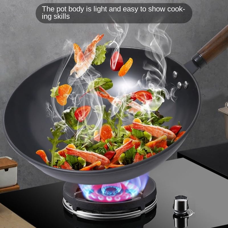 Wok de hierro fino de 13.4 pulgadas con tapa miniatura 2