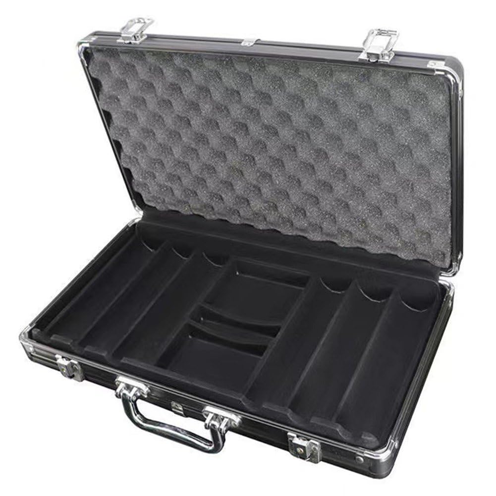 Caja Vacía Para Fichas De Póquer, Contenedor De Almacenamiento Con Asa Y Cerradura, Caja Para Tarjetas Gruesas, Marco De Aleación De Aluminio, Estuche Portátil Para Juegos, Capacidad De 300 Fichas