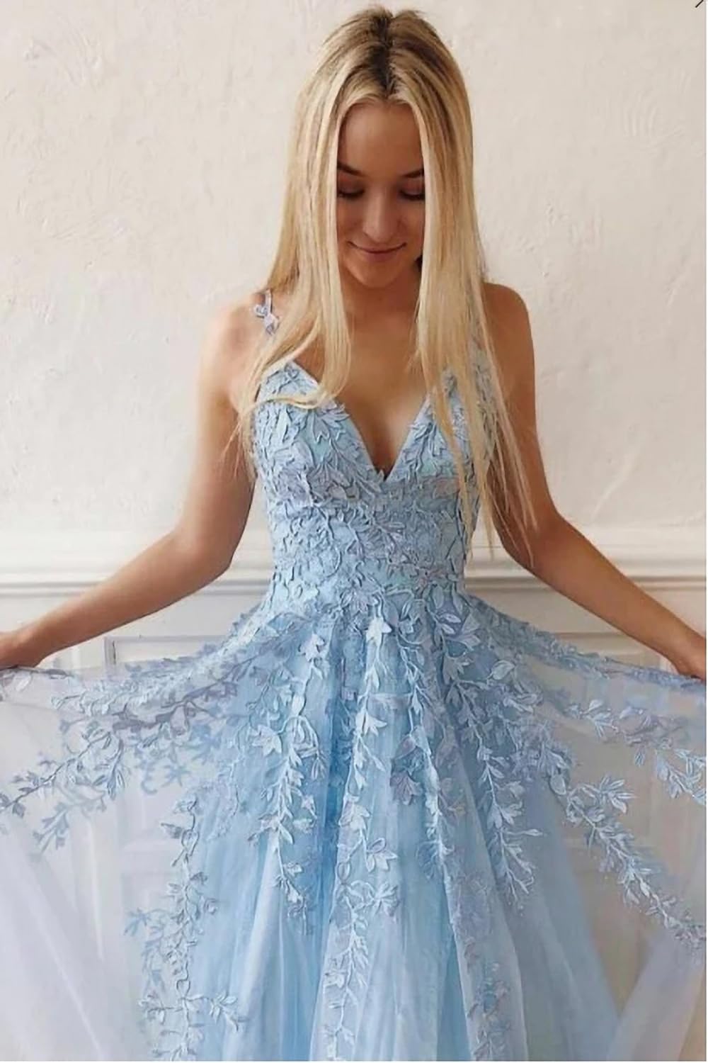 Tulle Steel Blue Prom Dress Steel Blue A-Line Applique Strapless