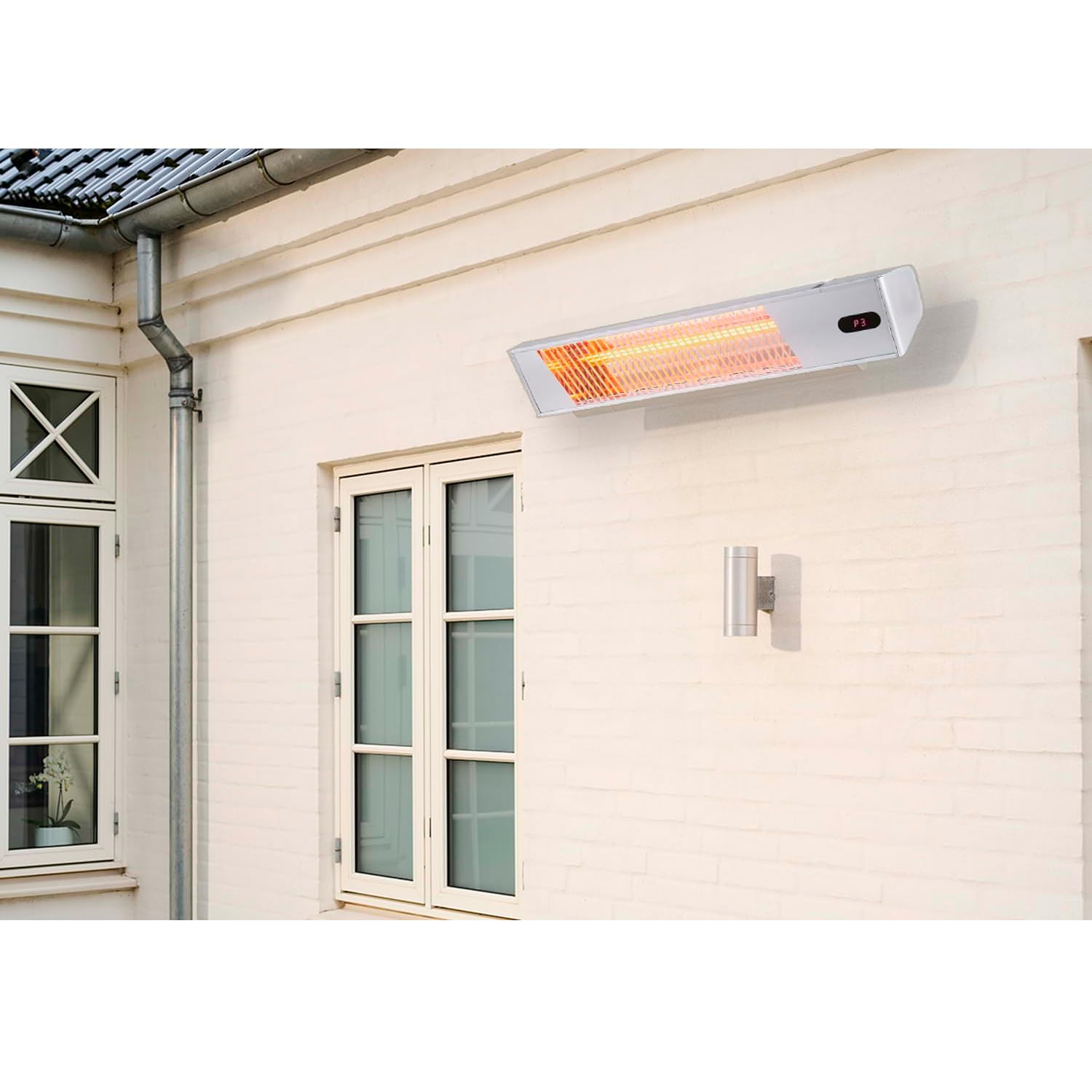 Sined Caldo Ira Inox 2000 Riscaldatore Elettrico Infrarossi Da 2000w Regolabile Grigio Riscaldante Da Interno a Onda Corta a Ira e Telecomando Design Elegante Griglia a Protezione e Display a Led