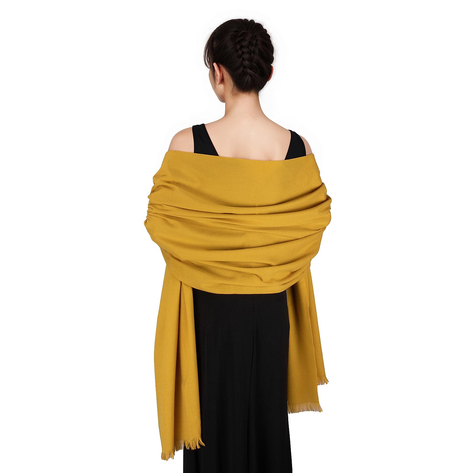 SWAT PANY Ladies Scarf Yellow Scarfs for Women Pashmina Shawls and Wraps for Wedding Winter