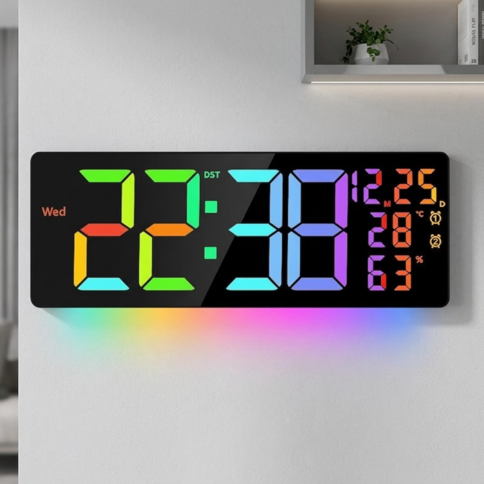 Orologio da Parete Digitale con Igrometro Grande Display Orologio da Parete Digitale con Termometro Minimalista per Ufficio