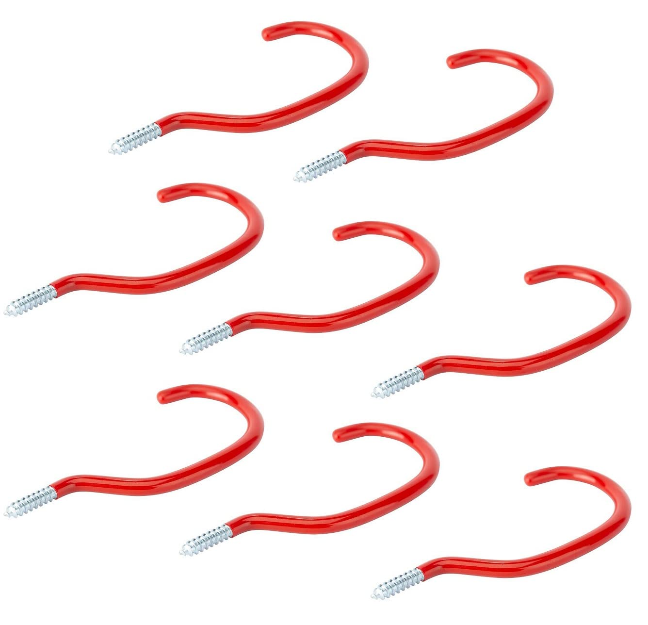 Terf Terf® Universal Tool Hook Screw-In Hooks Storage Shed Garage Utility Hook Multi-Purpose Hooks Set Heavy Duty Wall Mount Vinyl Coated Storage Household Hooks For Garden Garage Shed Tools - Pack Of 8