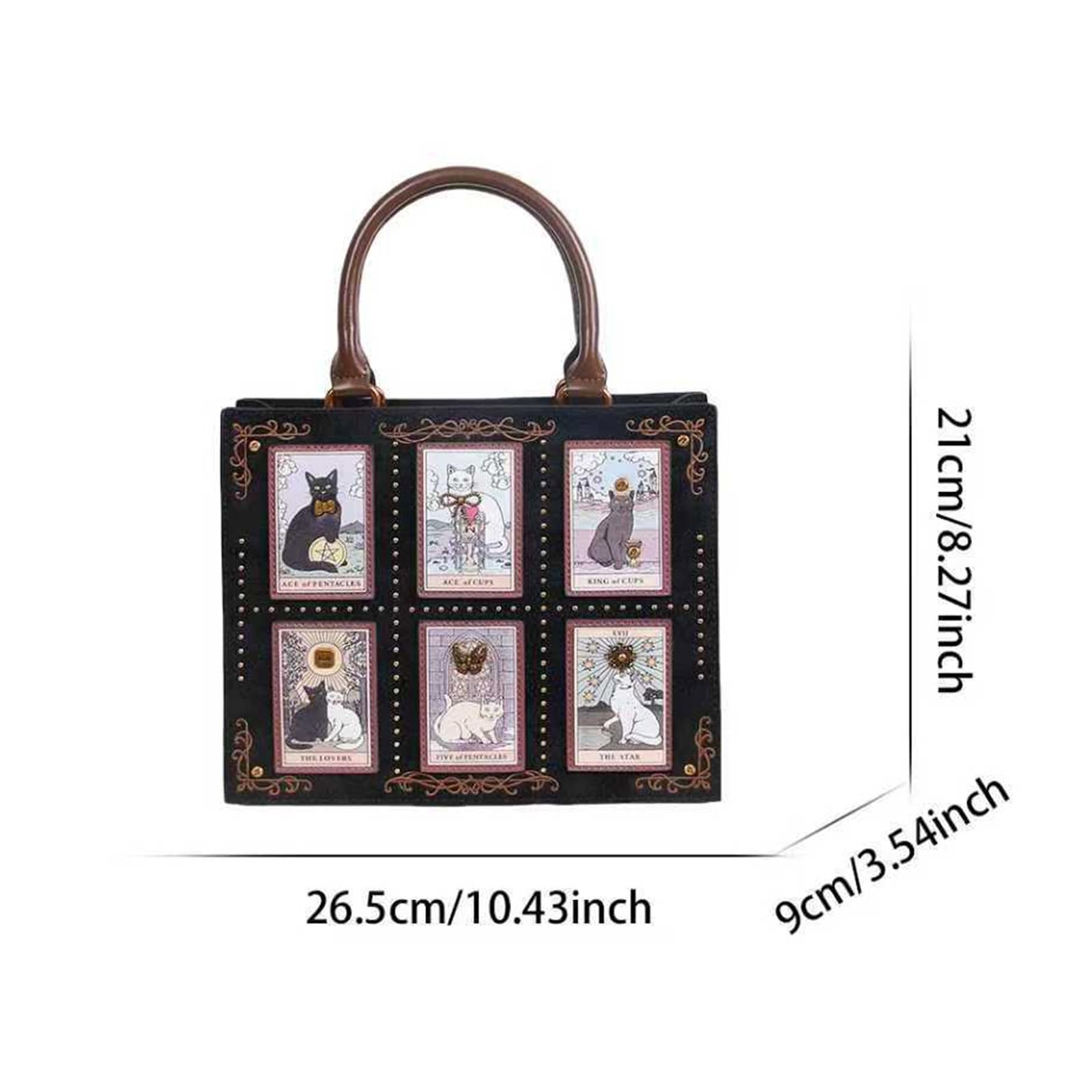 Borsa a mano con ricamo a forma di gatto, con tracolla regolabile e tasche multiple, in poliuretano, borsa a tracolla da donna, per uso quotidiano da donna, borsa a tracolla regolabile, ricamata