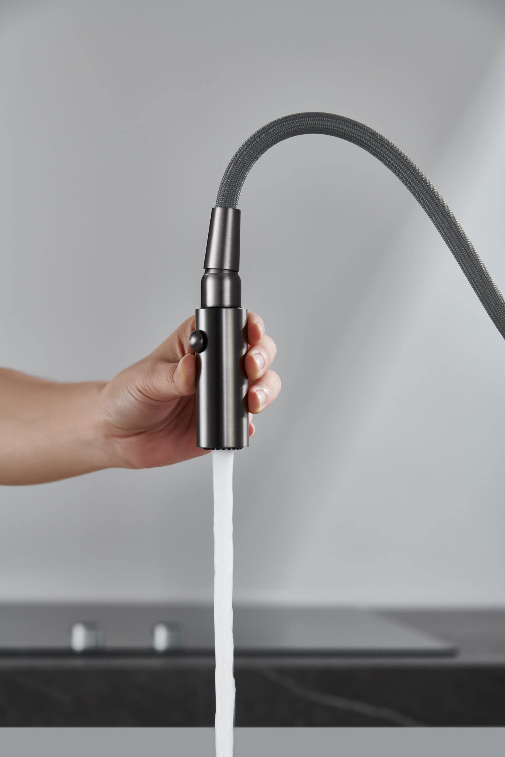 Mice - Grifo de cocina monomando extraíble con difusor doble jet - Mangera Flexible 360º - Griferia de Cocina Color Black Gun Metal - Serie Niza GCE027/BGM Imex