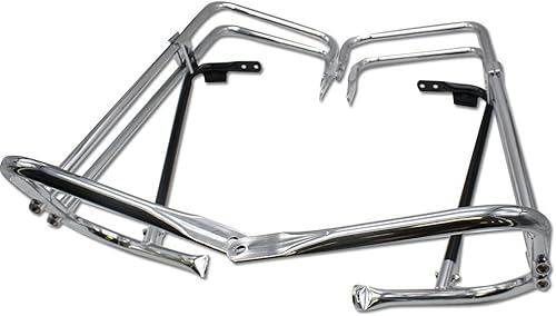 HTTMT SG05 - Kit de protección de alforja cromada de doble riel compatible con Harley Davidson 1997-2008 FLHR y FLHHT/ FLHTCUSE 2006-2008 / FLTR