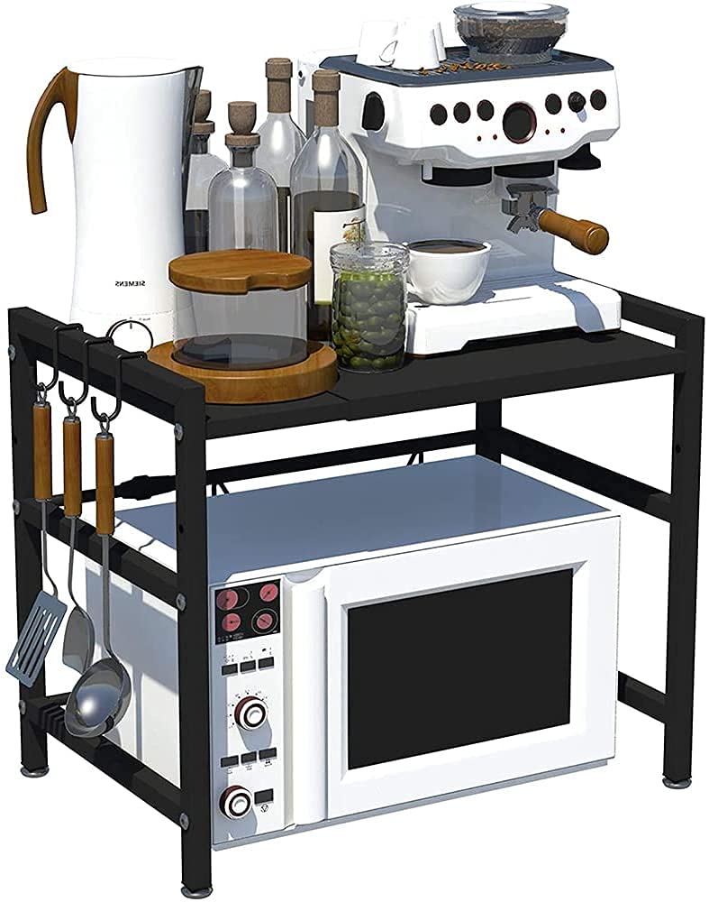 Support micro-ondes extensible à 2 niveaux pour comptoir de cuisine