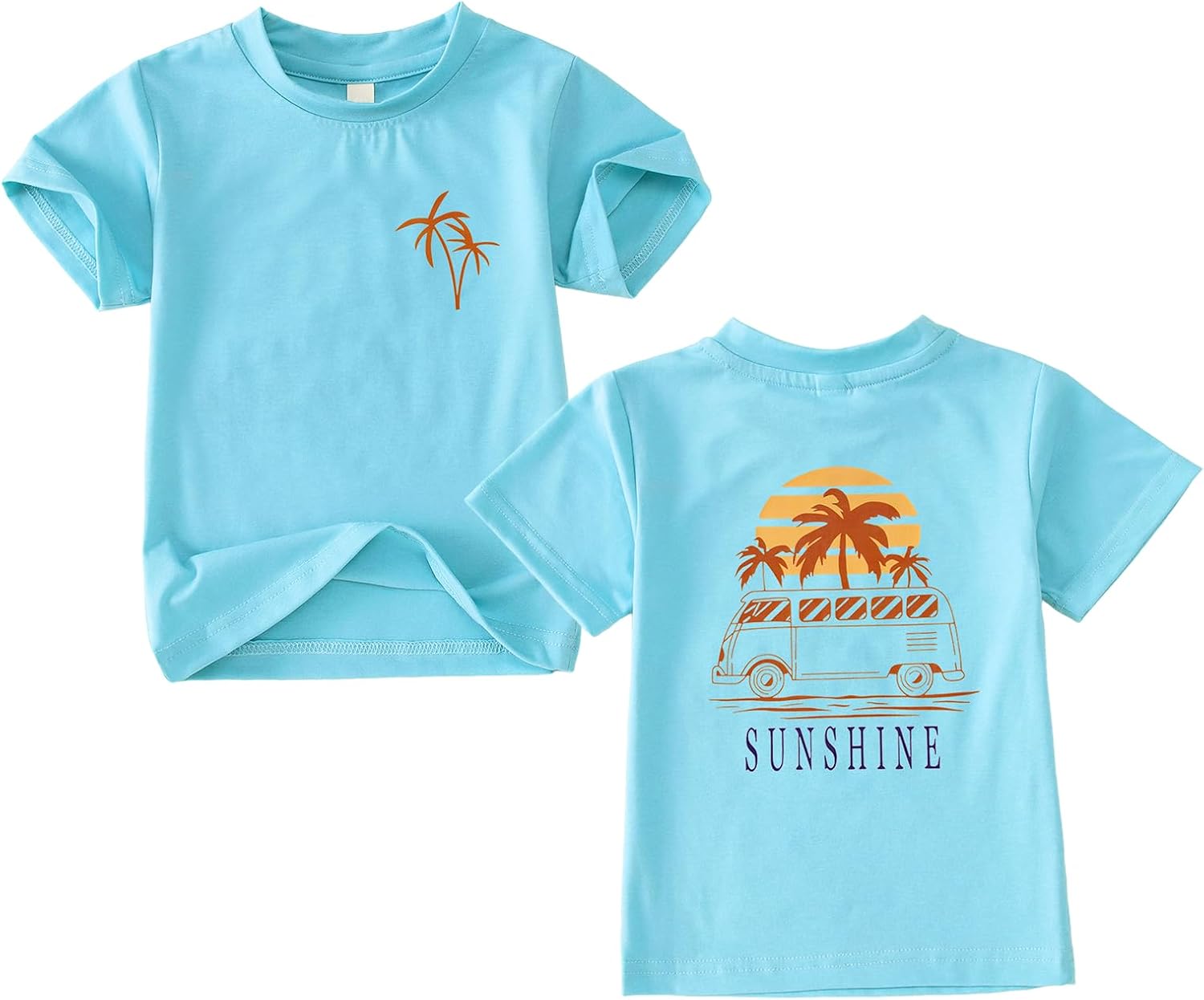 Toddler Boy Girl Hawaiian Shirts Beach Sunshine T-Shirt Kids Palm Tree Graphic Tee Funny Vacation Tops Summer Clothes
