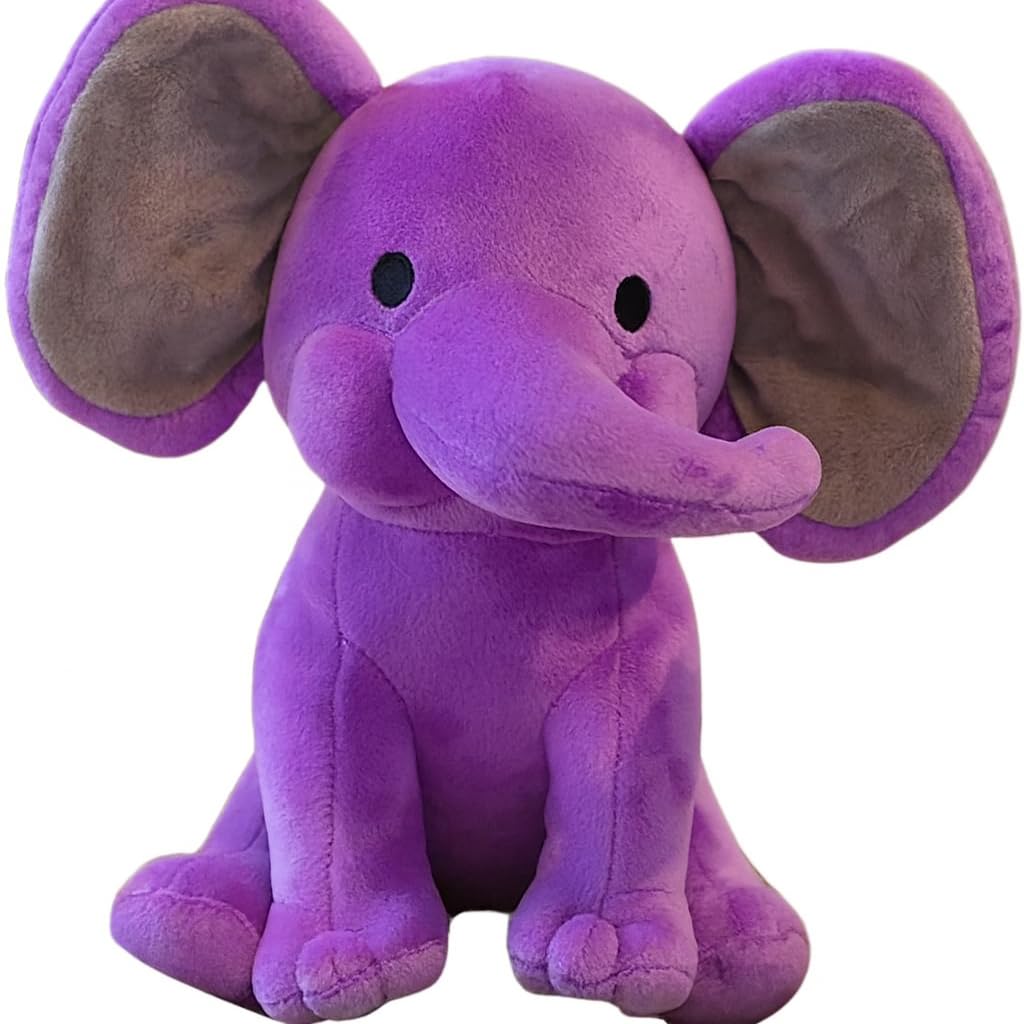 Plush Elephant Stuffed Animal, Purple with Brown Ears, Soft Cuddly Toy - 35 cm_ST-image-32