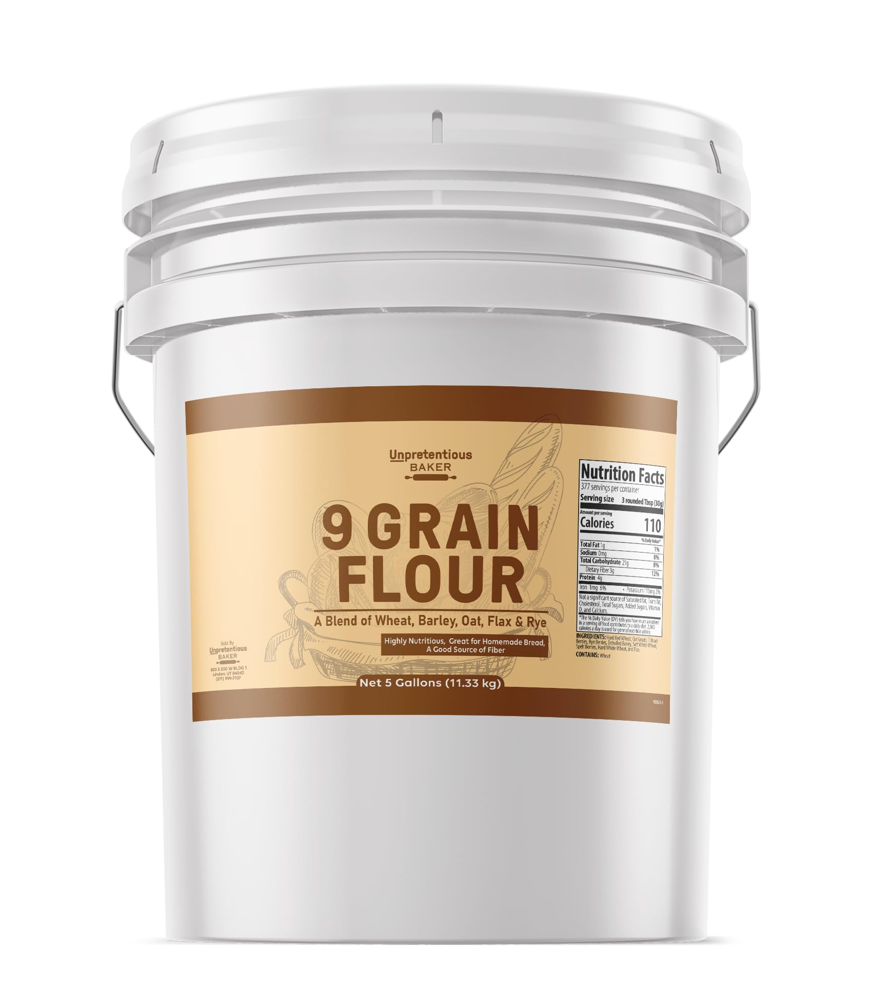 9 Grain Flour By Unpretentious Baker, 5 Gallons, Bread & Dough, Food Storage, Fresh Homemade Bread