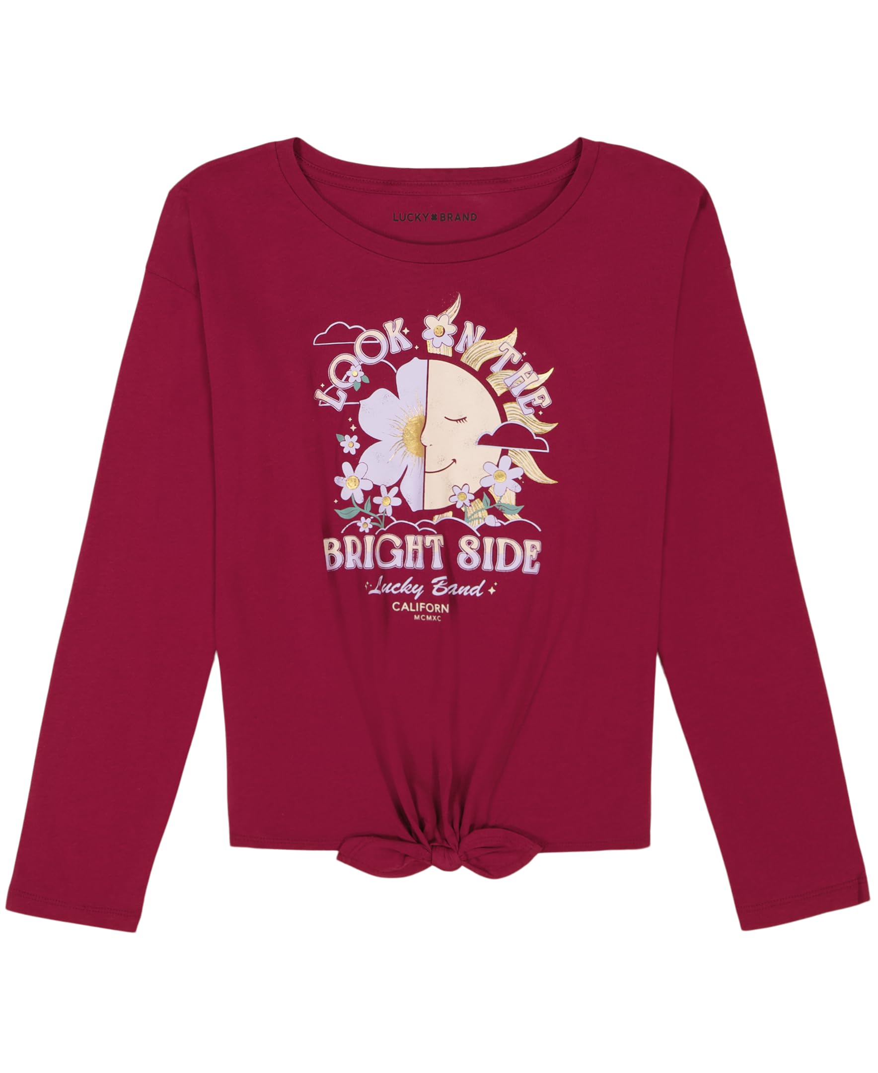 Lucky Brand Girls Long Sleeve Graphic T-Shirt, Tagless Cotton Tee with Fun Designs