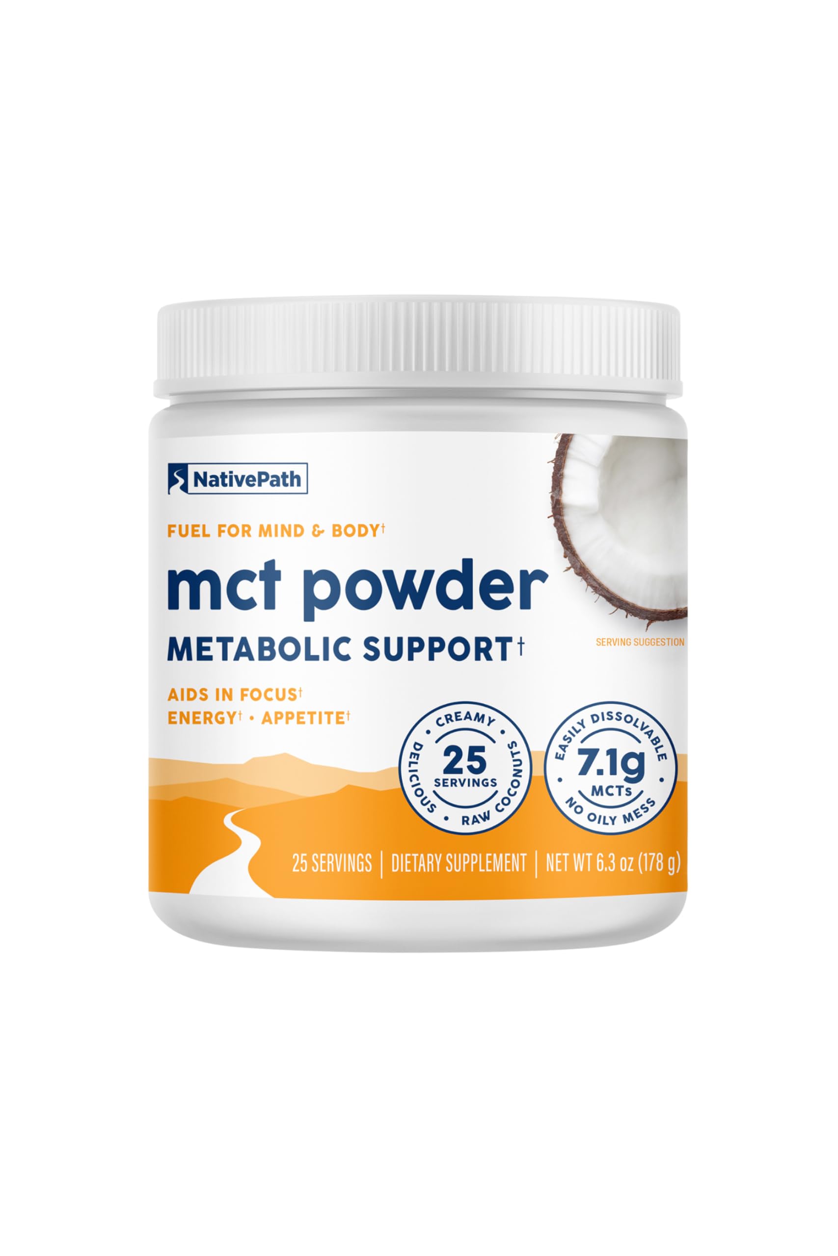 MCT Oil Powder Supplement - Unflavored MCT Powder with Keto-Friendly C8 MCTs. Free of Dairy, Gluten and GMOs, 25 Servings