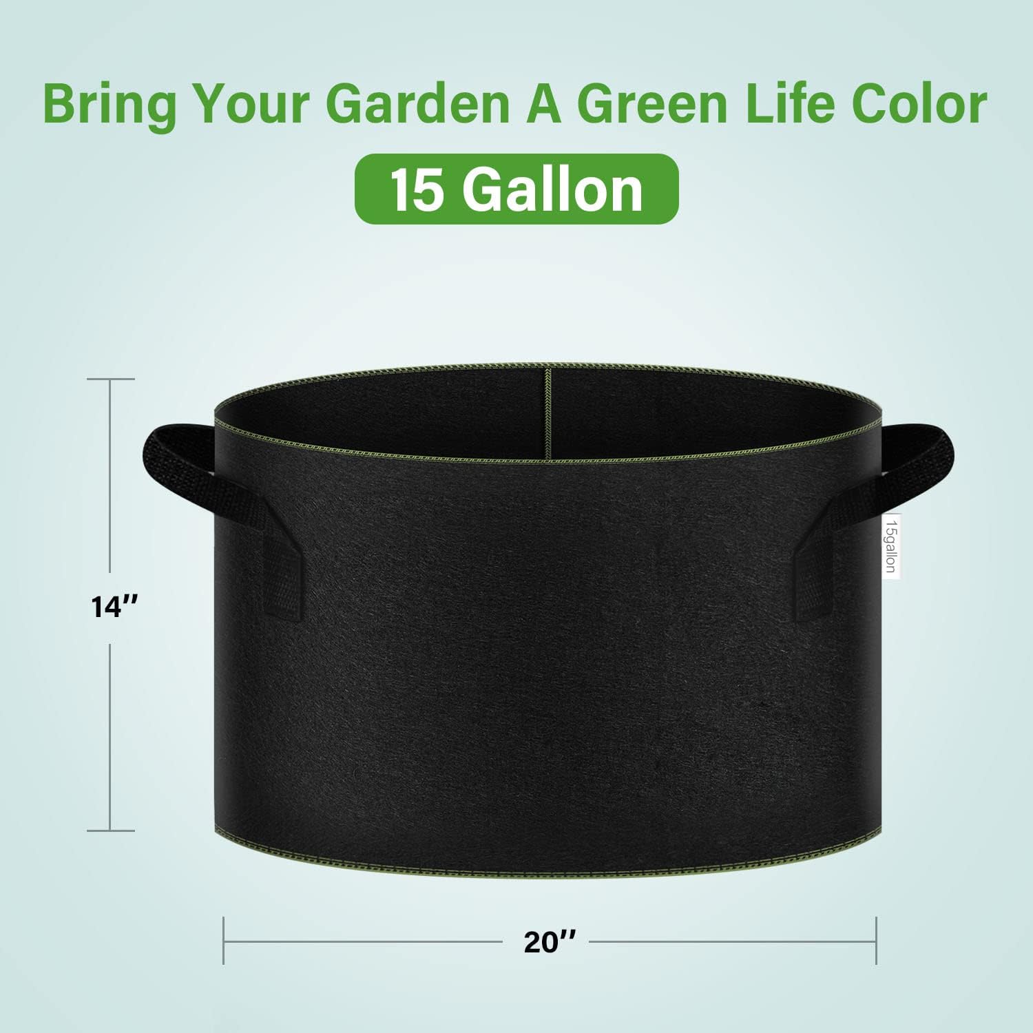 iPower Contenedores de Tela no Tejida aireación con Asas de Nailon, para Plantar Verduras, Frutas, Flores, versión 2024, Color Negro
