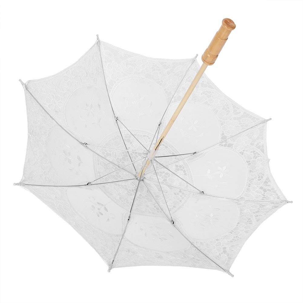 Nobranded Fdit broderie de fleurs de dentelle de mariage à la main, Parasol mariée mariée Parasol photographie décoration parapluie(L-blanc)