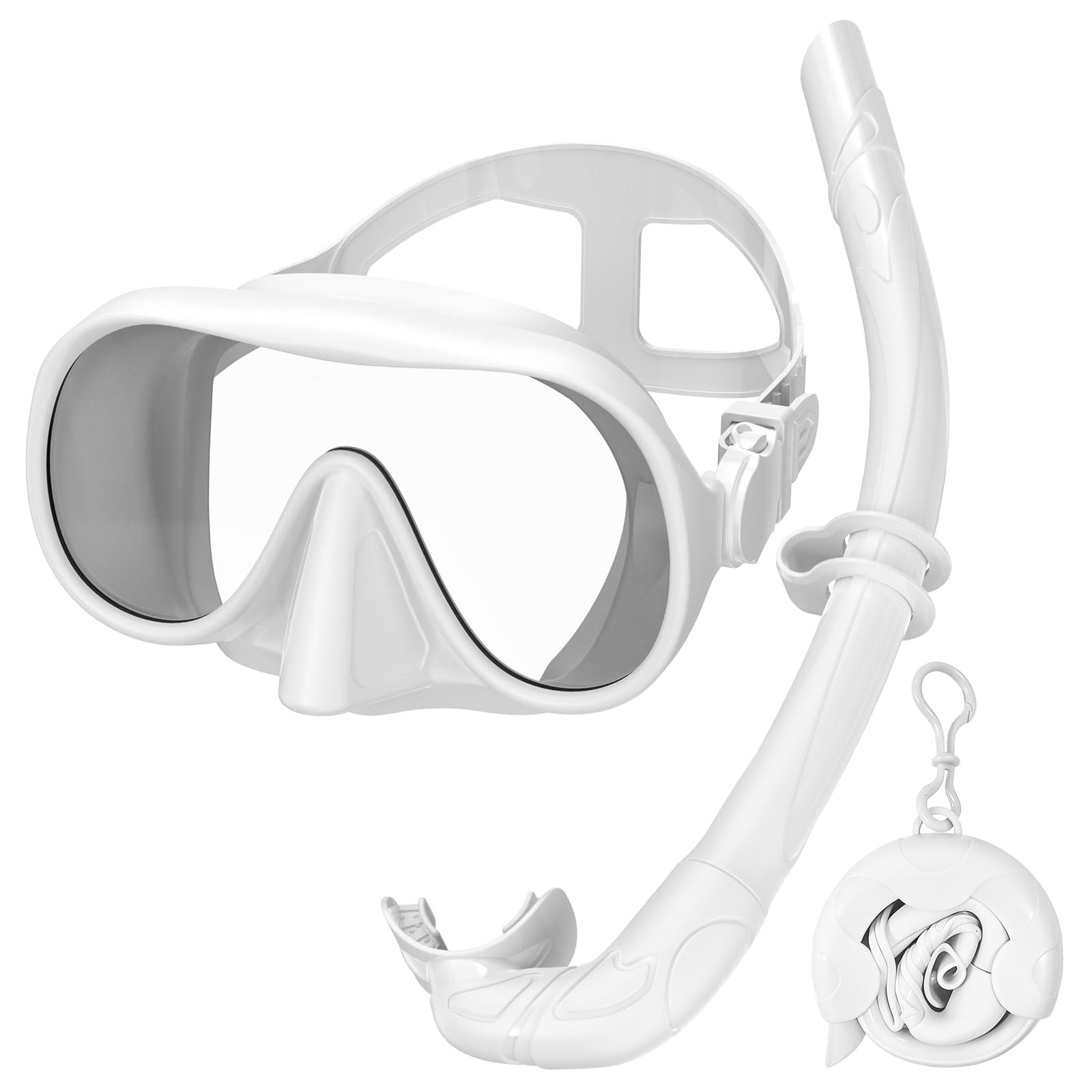 Snorkeling Gear for Adults, Snorkel Set Adult, Scuba Diving Mask, Panoramic View Anti-Leak Anti-Fog Dive Swimming Goggles Tempered Glass Panoramic Wide View Travel Portable Foldable