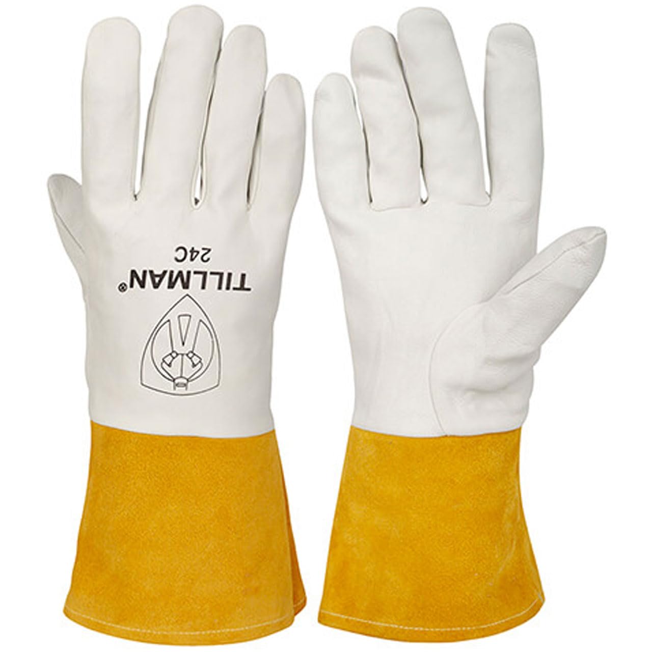John Tillman X-Large 14 12" Pearl and Gold Premium Top Grain Kidskin Unlined TIG Welders Gloves with 4" Cuff and Kevlar Thread Locking Stitch (Carded) (TIL24CXL)