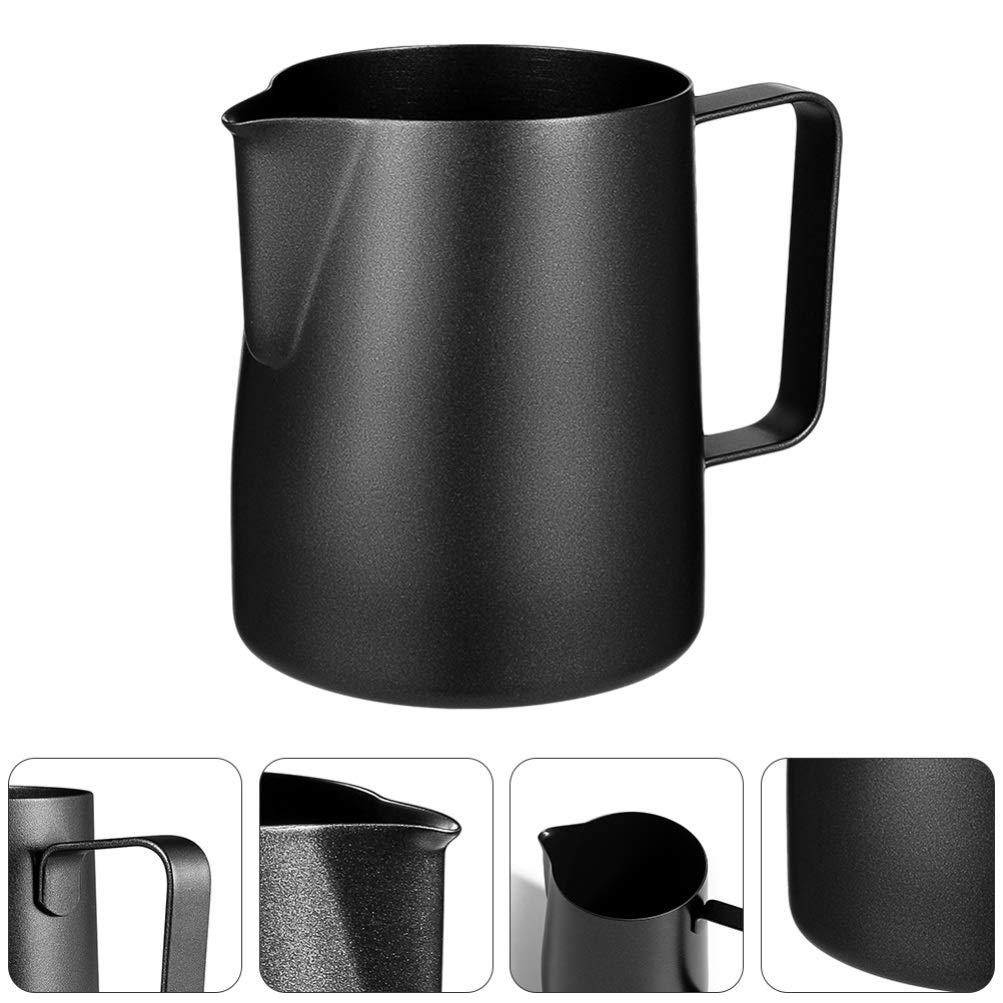 HEMOTON 2Pcs Bricco per Latte in Acciaio Inox Tazza di Latte caffè Bricco Latte Schiuma di Latte Cappuccino Handheld caffè Bricco Latte Art con Marchio di Misurazione e Latte Art Pen 600ml