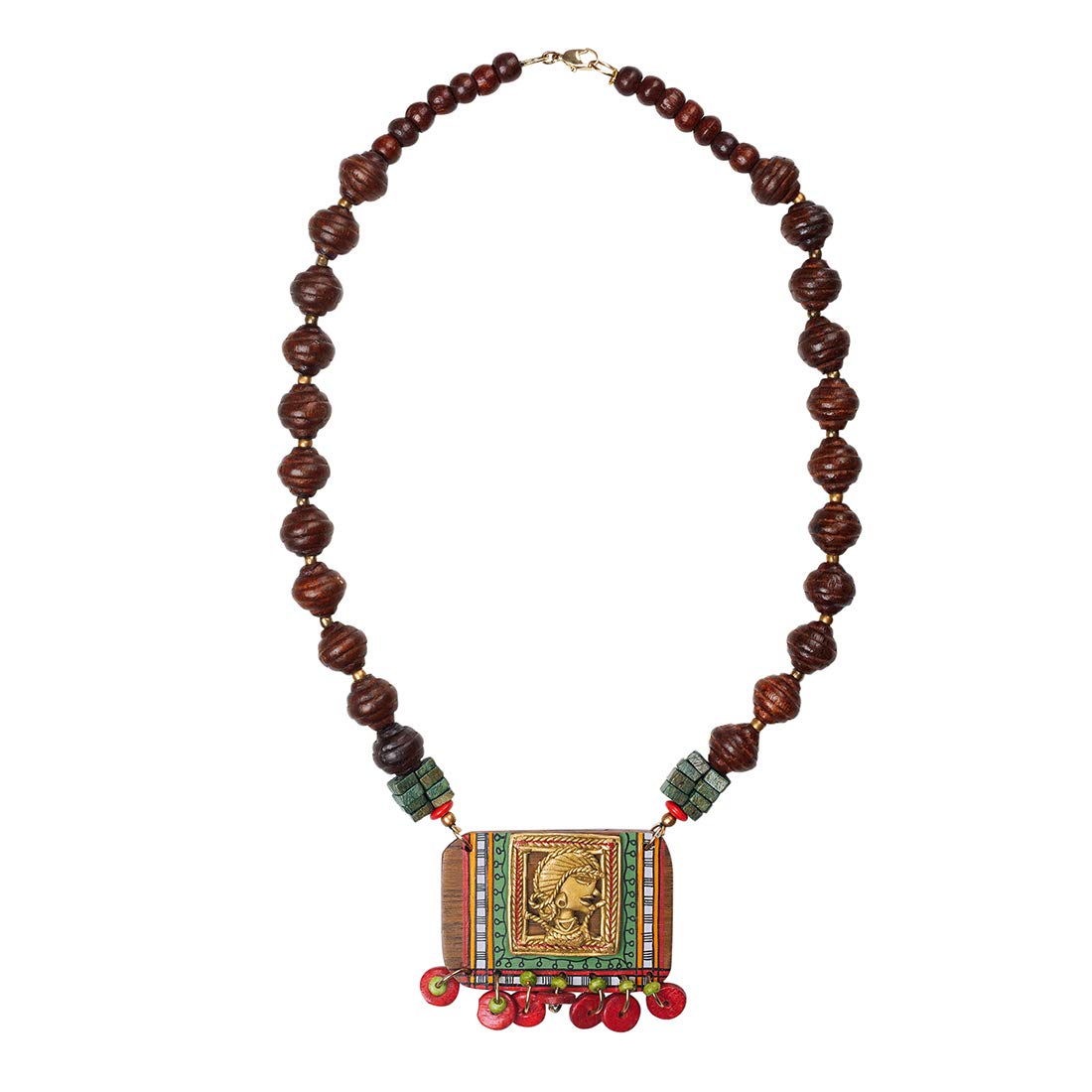 ExclusiveLaneChoker Necklace for Women (Pendant: Multicoloured, Beads: Brown) (EL-031-040)