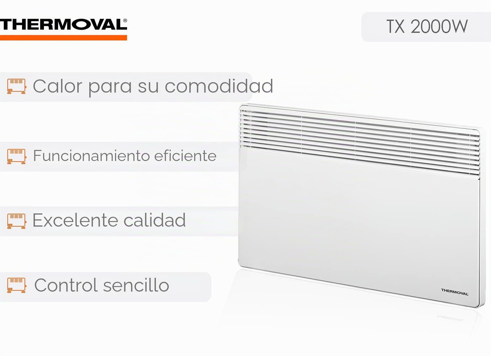 – Convector para pared eléctrico Calefacción calefactor eléctrico calefactor radiadores (térmica, 2000 W