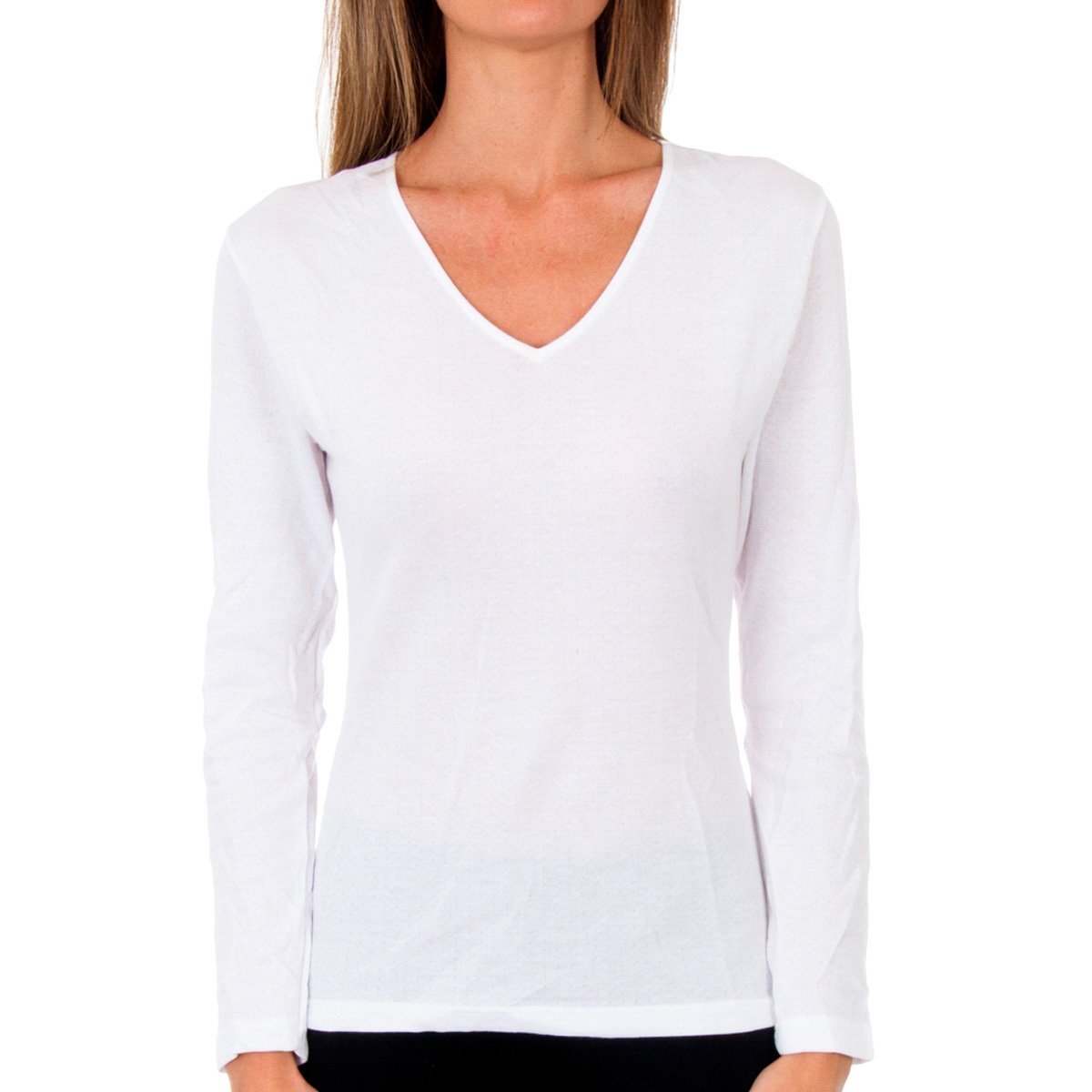 Playtex T-Shirt Donna In Puro Cotone Scollo A V E Manica Corta – Traspirante E Morbida, Con Pizzo
