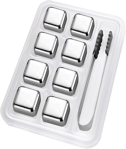 Miniatura 1 de Cubitos de hielo de metal, 6 cubos de hielo reutilizables de metal de acero inoxidable para bebidas