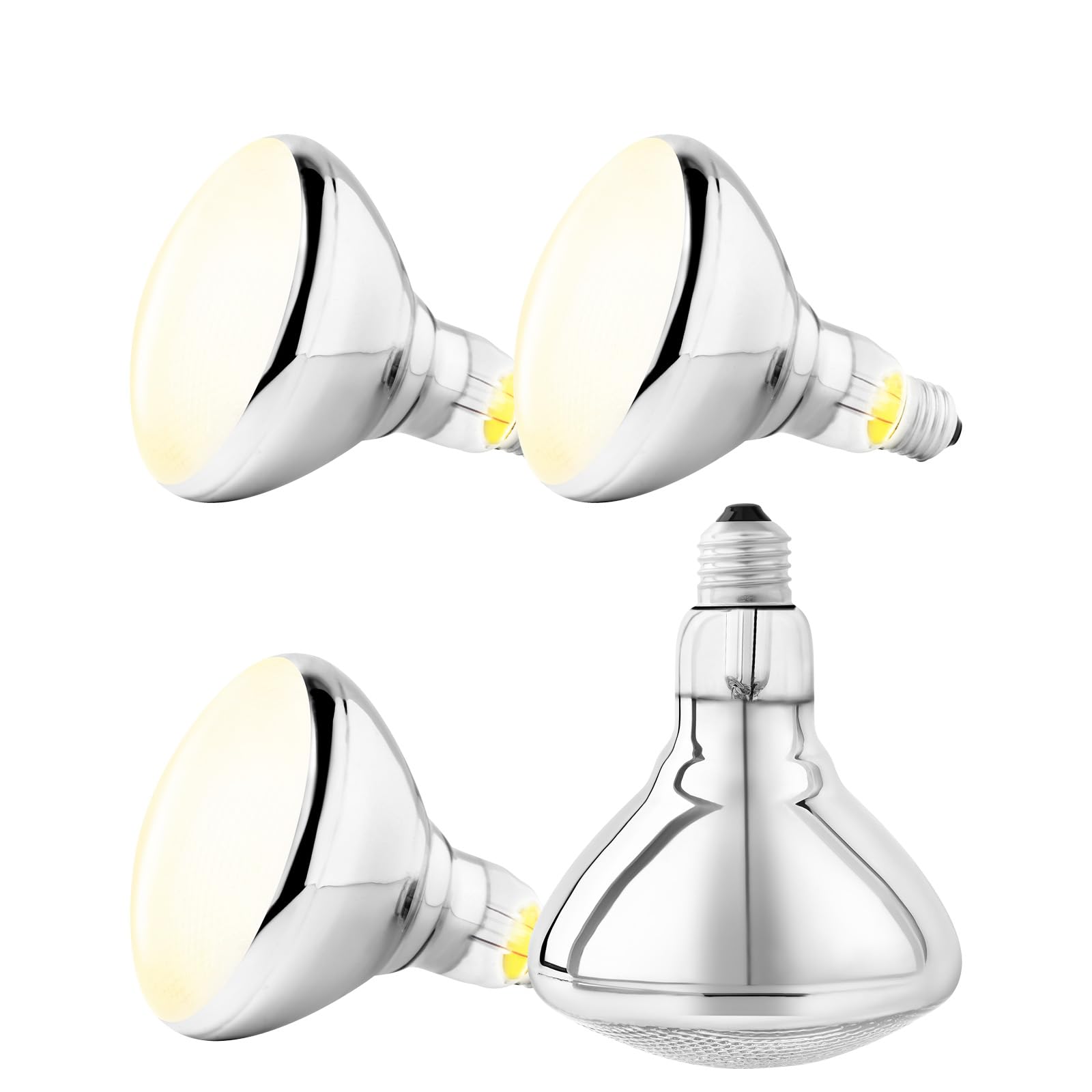 GlintBay 4X E27 250W Heat Lamp Bulb, 250w Food Heat Lamp, E27 Catering Heat Lamp, Heat Lamp Bulb for Poultry, Brooder Lamp Bulbs (AC220-240V)