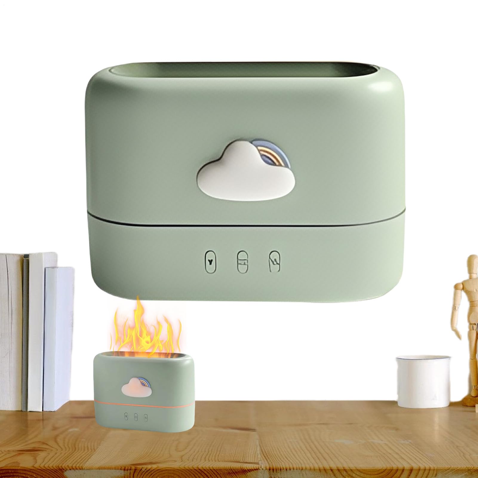 Diffuseur d'arômes effet flamme et humidificateur d'air compact pour bureau