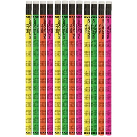Classroom Capers Multiplication, Colourful Maths Pencils x 12. Perfect Class Gift/Present, party bag filler Cover