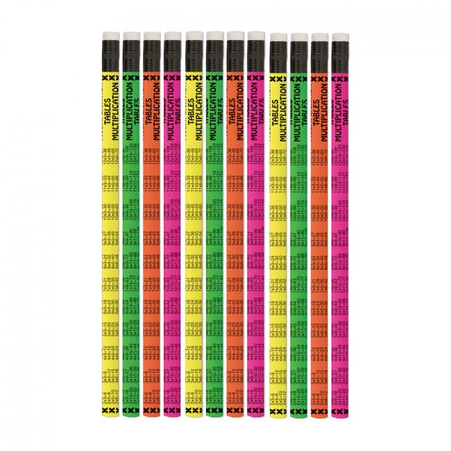 Classroom Capers Multiplication, Colourful Maths Pencils x 12. Perfect Class Gift/Present, party bag filler