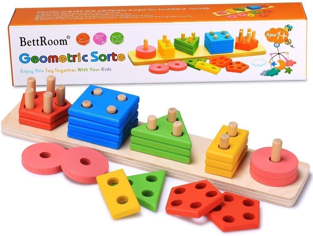 Toddler Toys for 1 2 3 4 5 6 Year Old Boys Girls Birthday Gifts,Montessori Wooden Educational Toys for Kids Learning Puzzles Shape Sorter Toy