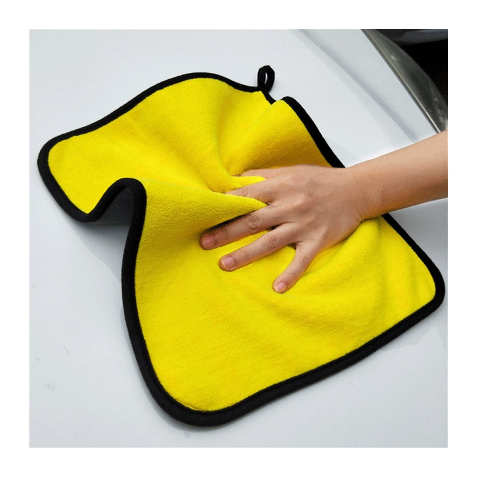 Panno per la pulizia in microfibra Asciugamano in microfibra per autolavaggio Panno per asciugare la pulizia dell'auto Orlo per la cura dell'auto Dettagli del panno Lavaggio auto Asciugamano giallo