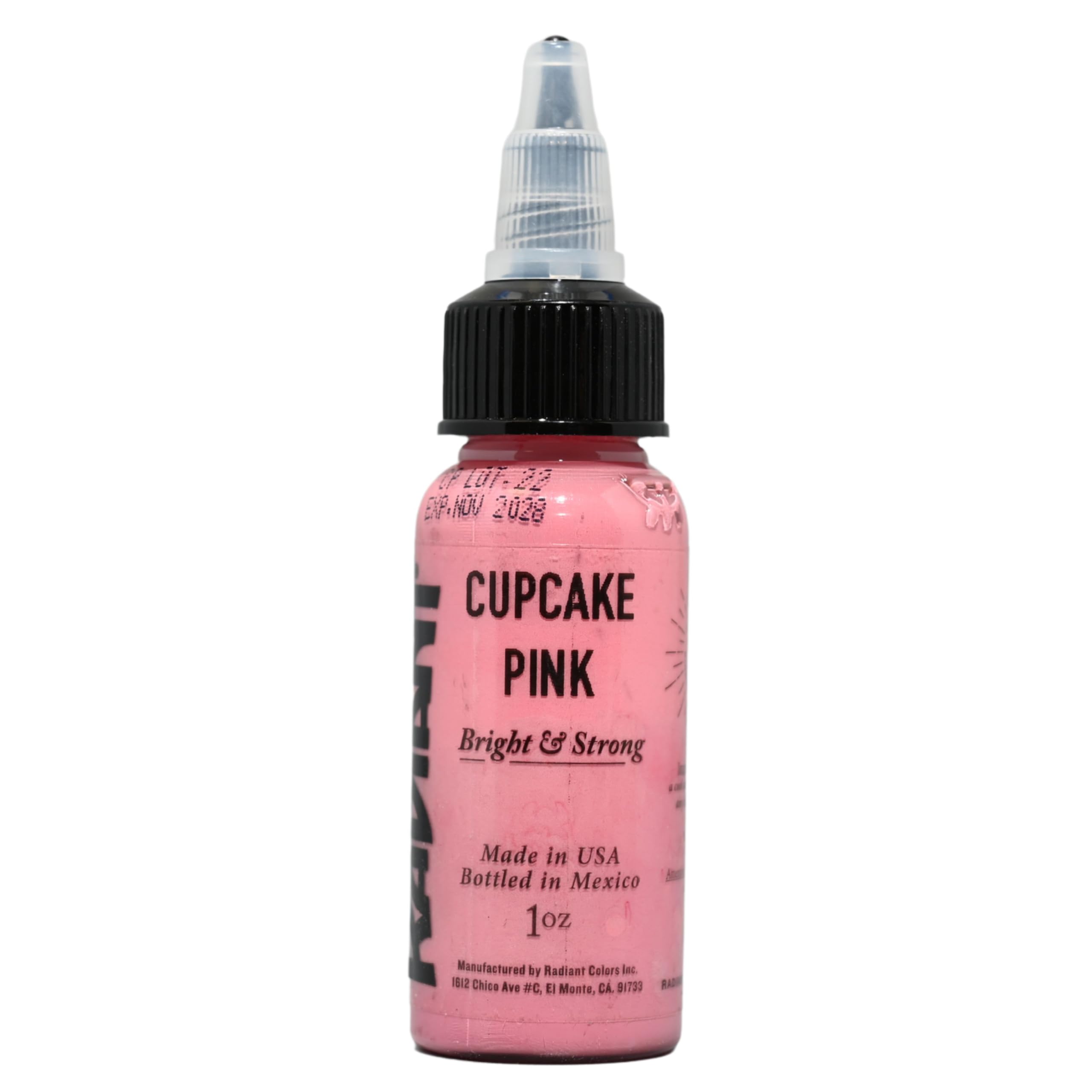 Radiant Colors Cupcake Pink Tattoo Ink 1oz Bold Pigment Professional Quality Smooth Flow Long Lasting Formula