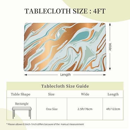 Miniatura 10 de Mantel rectangular de arte abstracto, con bordes elásticos, impermeable, lavable, para decoración de mesa, 5 pies, para fiesta, comedor, picnic