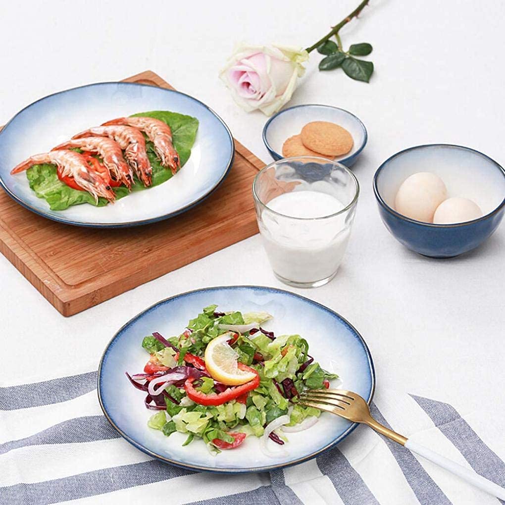 Amazon.co.jp: 陶器食器、22ピース ブルー磁器ディナーセット