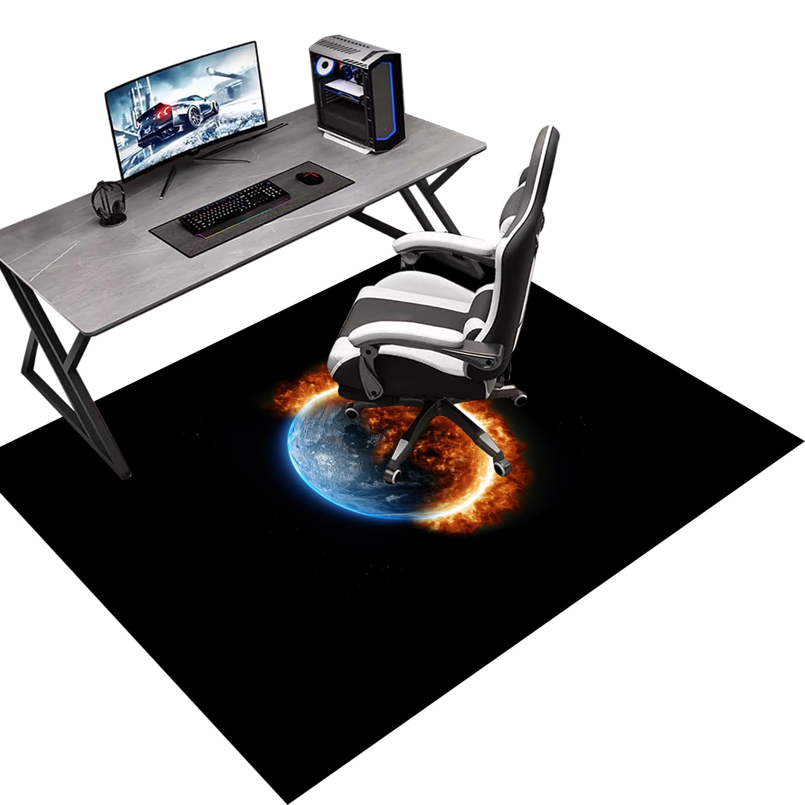 80 x 120 cm Gaming Chair Mat Non-Slip Protective, Office Carpet Protector Chair Mat, Floor Protector for Office Chair, Office Chair Mat for Hardwood Floor, Multi-Purpose Hard Floor Protection Mat — image 1
