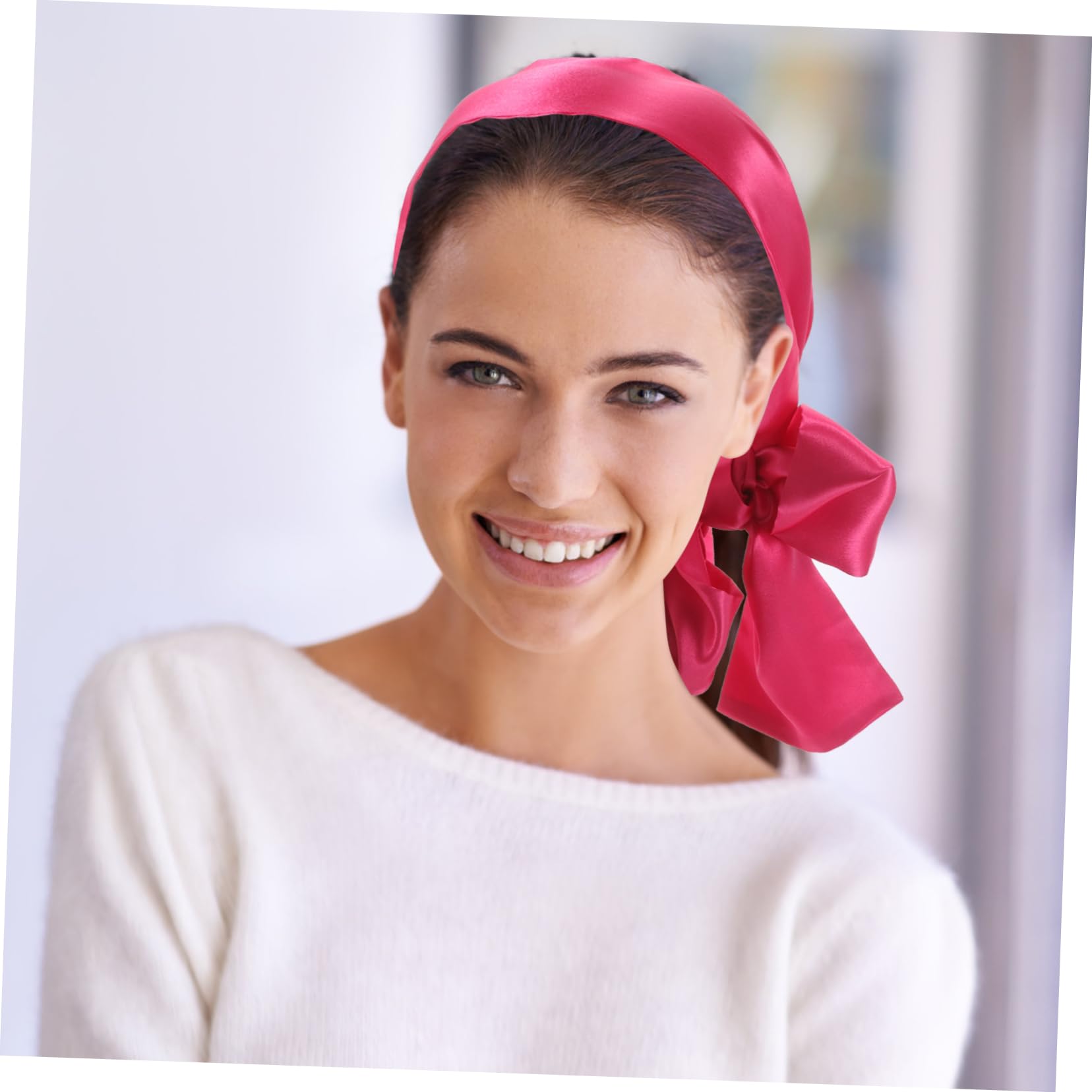 Housoutil 6piezas De Satén Para Banda Para Mujeres Accesorios De Cabello Color Rosa y Negro