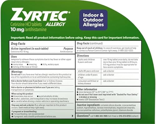 Miniatura 3 de Zyrtec Tabletas para alivio de alergias, 70 unidades por Zyrtec
