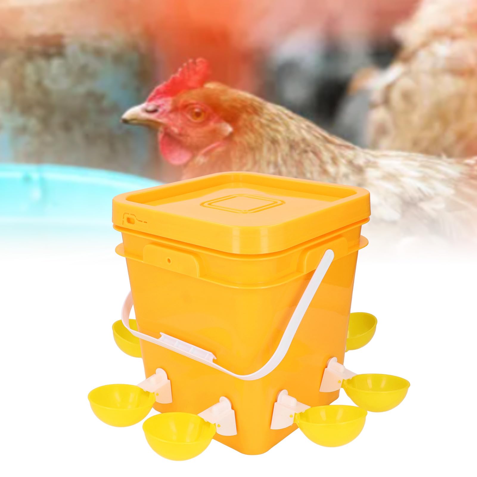 Akozon Juego de Dispensador Automático de Bebedero para Aves de Corral - Juego de Bebedero Automático para Pollos, Pavo de Ganso y Autorreposición de bajo Derrame -, Césped y Jardín (Tazas de Agua