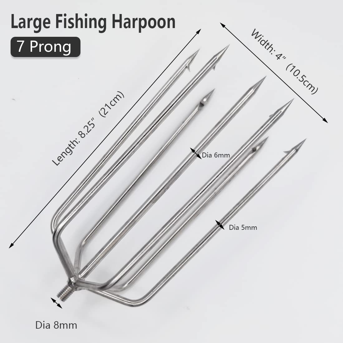 Dutiplus Große Angelharpune mit 7–11 Zinken, aus Edelstahl, Jagdfisch, Gaff, Gabelhaken mit 8 mm Schraube zum Fangen von großen Fischen, Maulwurf, großen Bullfrosch