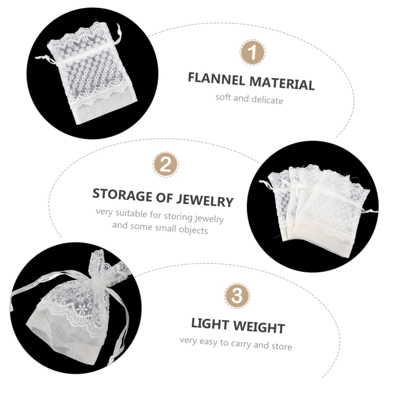 FOMIYES 3 Ensembles En Dentelle De Corde De Bijoux En Fil Flammé En Filet Transparents Pour En Organza De Faveur De Fête Pochettes De Bonbons 12 pièces * 3